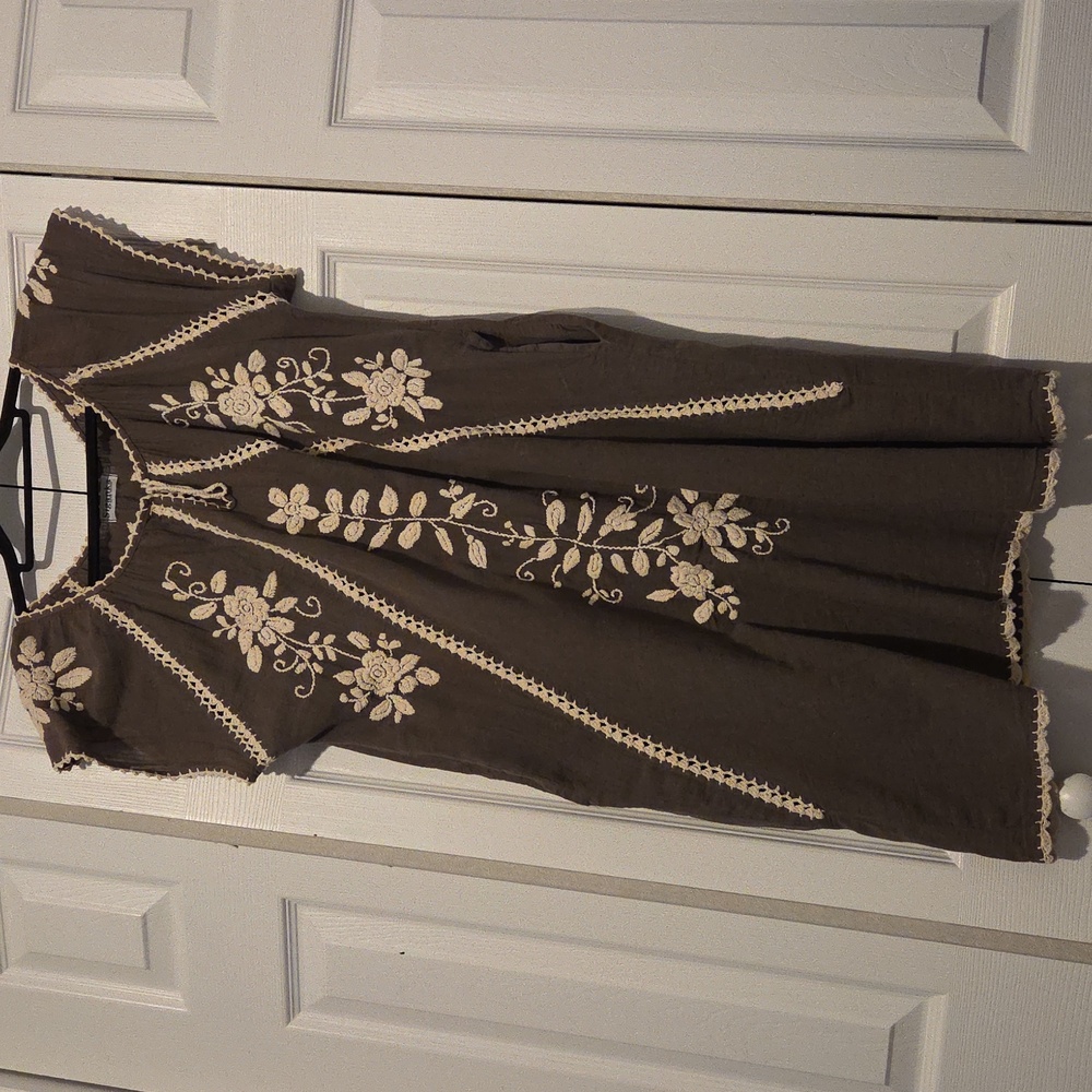 Siganka Maui Hawaii Dreamcatcher Floral Embroidered Boho Dress S/M